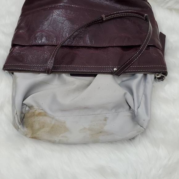 Coach patent leather signature shoulder purse bag cherry color - Picture 10 of 15